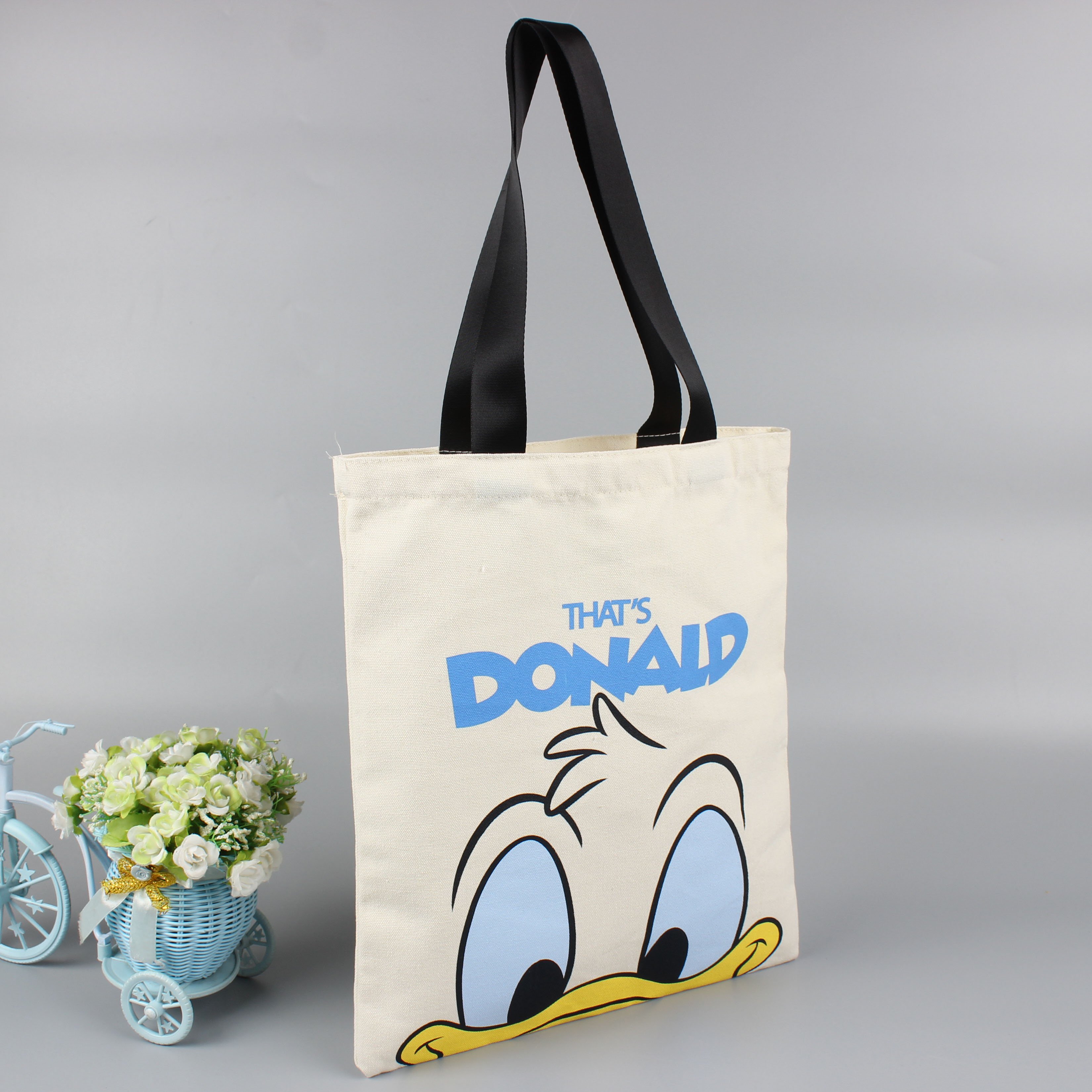 Customized large cotton canvas shopping tote shoulder bag