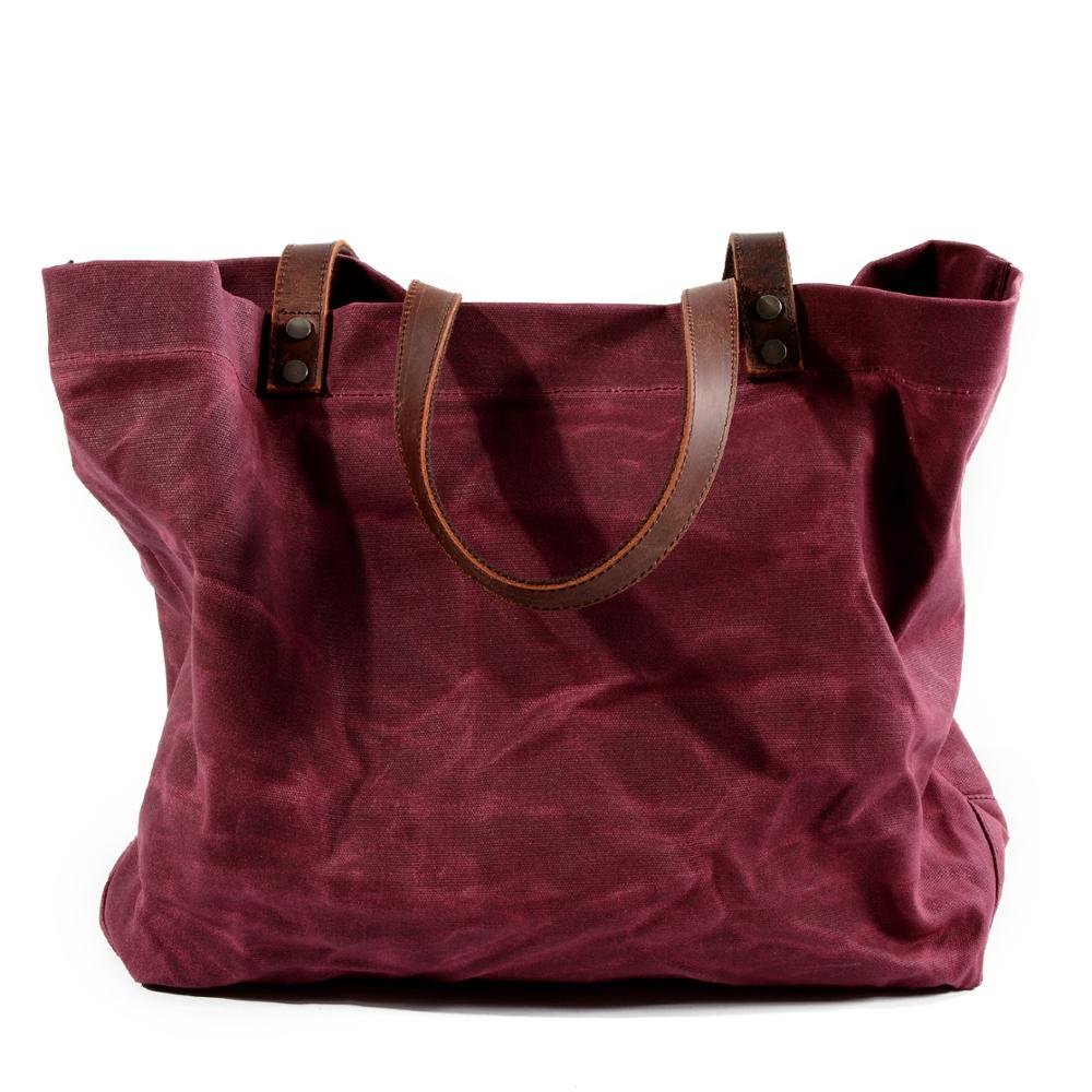 Casual waterproof canvas shoulder bag shopping bag oil wax canvas handbag lady bag