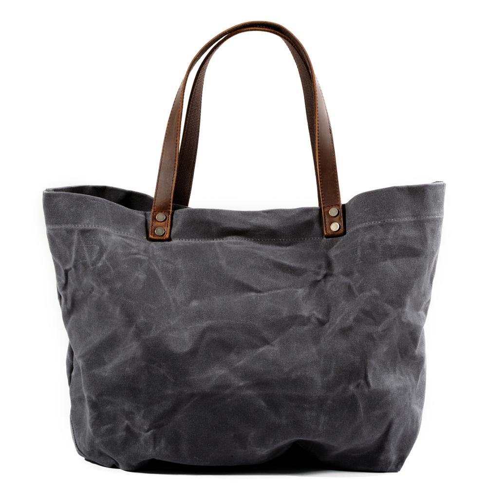 Casual waterproof canvas shoulder bag shopping bag oil wax canvas handbag lady bag