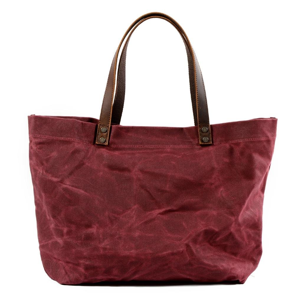 Casual waterproof canvas shoulder bag shopping bag oil wax canvas handbag lady bag
