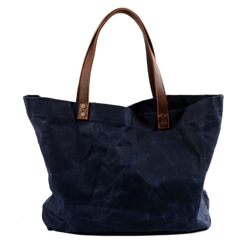 Casual waterproof canvas shoulder bag shopping bag oil wax canvas handbag lady bag