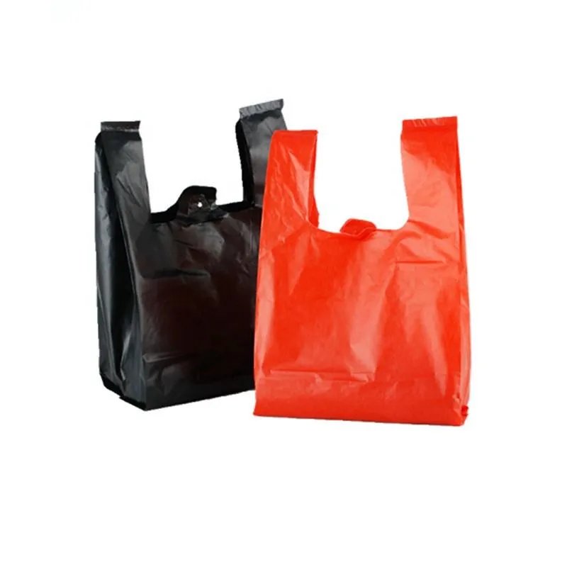 Wholesale Custom Logo Printed Recyclable Die Cut Handle T-Shirts Bag Business Promotion Plastic Shopping Bags