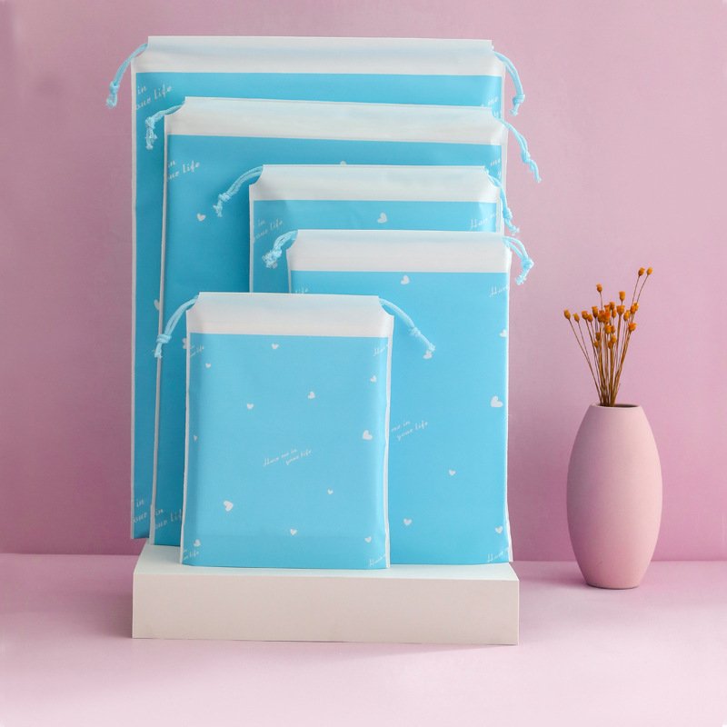 Plastic Frosted Makeup Promotional Draw String Pouch Gift Packaging Drawstring Bag Transparent Shopping Bag Silk Screen Printing