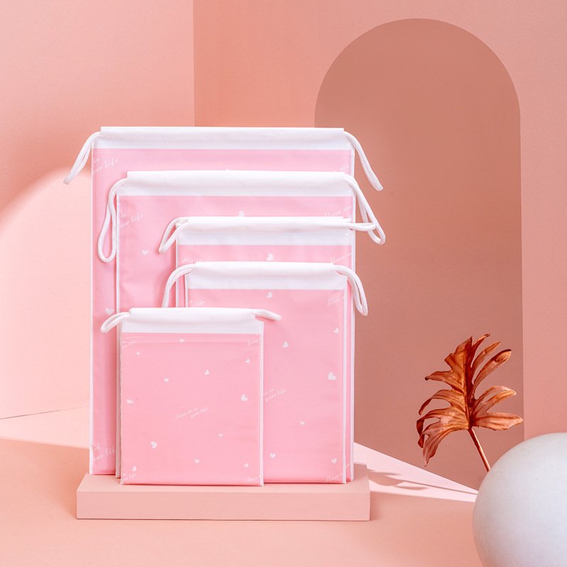 Plastic Frosted Makeup Promotional Draw String Pouch Gift Packaging Drawstring Bag Transparent Shopping Bag Silk Screen Printing