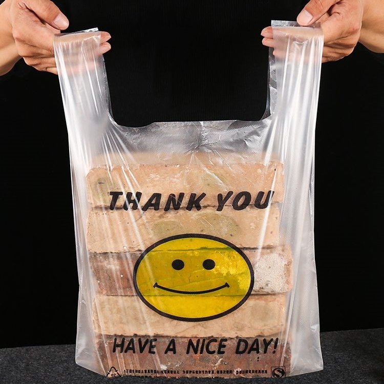 Wholesale Competitive Price Plastic Shopping Bags Thank You Bags T-Shirt Plastic Bag With Logos