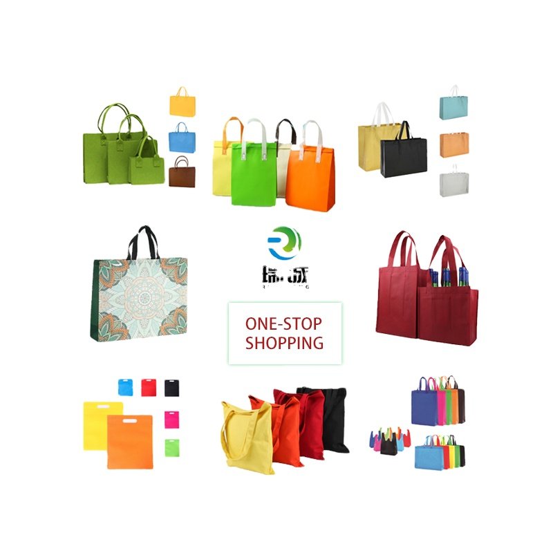 Ruicheng Custom Recyclable Non Woven Shopping Bags with Logo Non-Woven Fabric Bags Nonwoven Tote Bag For supermarket