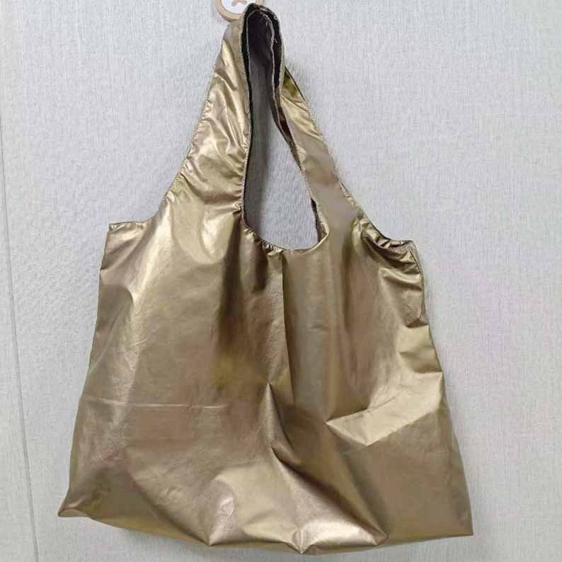 Manufacturer Direct Sale Lightweight Eco-Friendly Reusable Folding Tote Bag Custom Waterproof Metal Color Series Shopping Bags