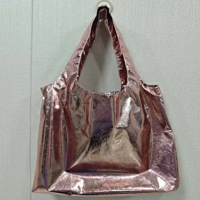 Manufacturer Direct Sale Lightweight Eco-Friendly Reusable Folding Tote Bag Custom Waterproof Metal Color Series Shopping Bags