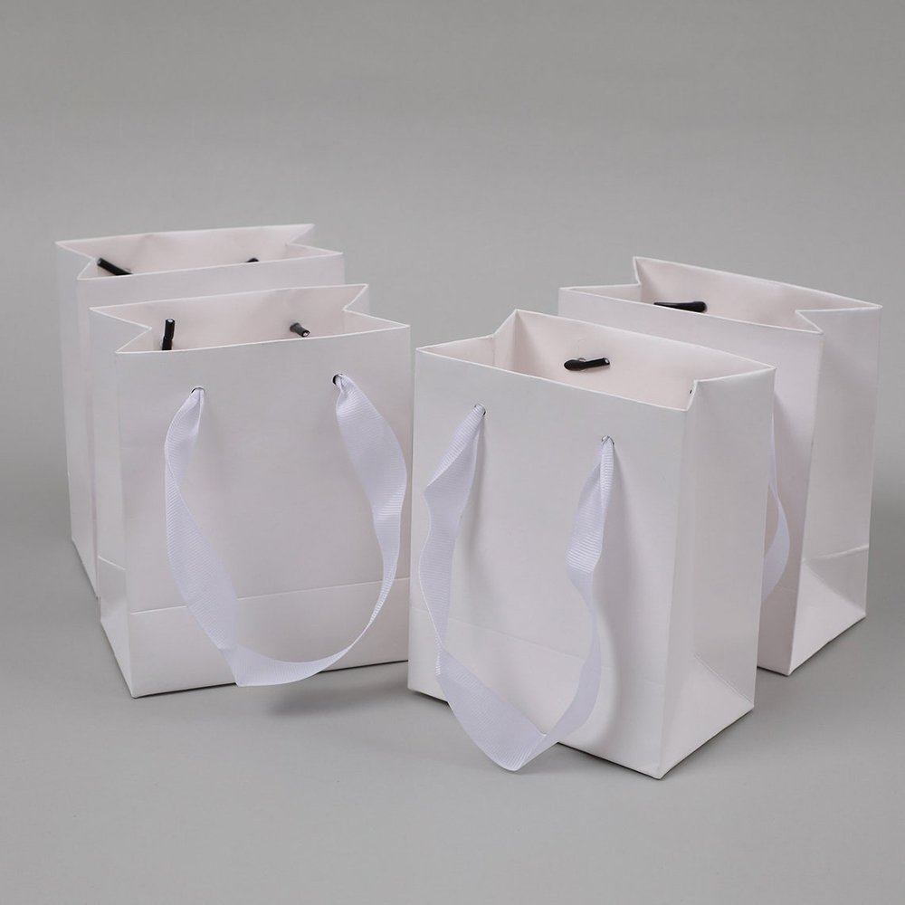 Customised Your Logo Gift Small white Paper Shopping Bags printing clothing packaging shopping bag