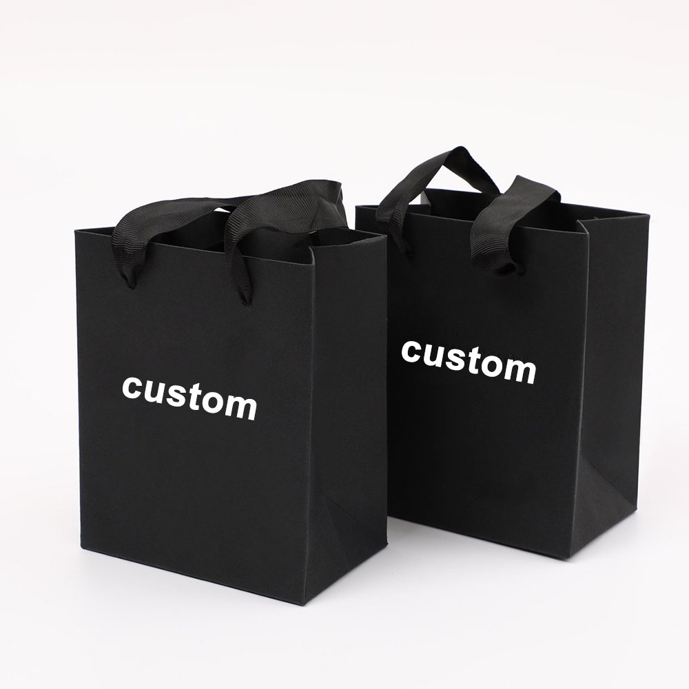 Customised Your Logo Gift Small white Paper Shopping Bags printing clothing packaging shopping bag