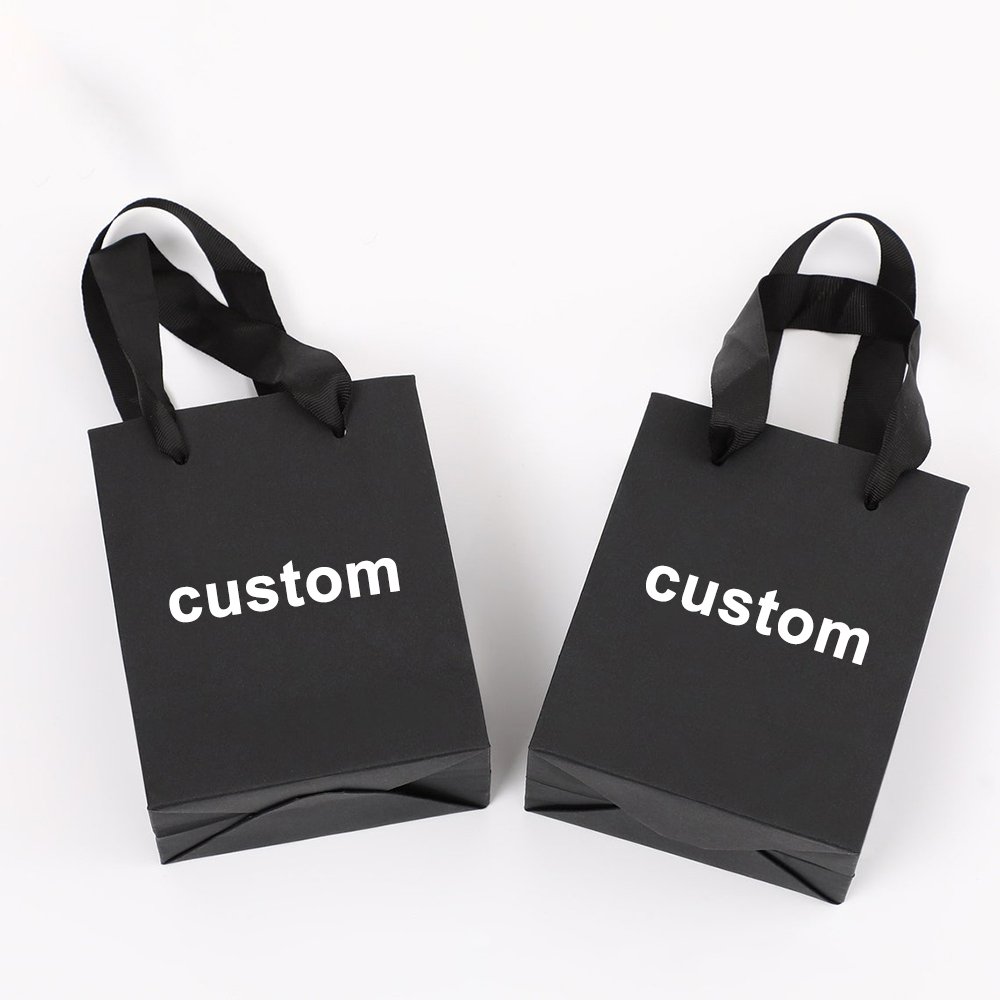 Customised Your Logo Gift Small white Paper Shopping Bags printing clothing packaging shopping bag