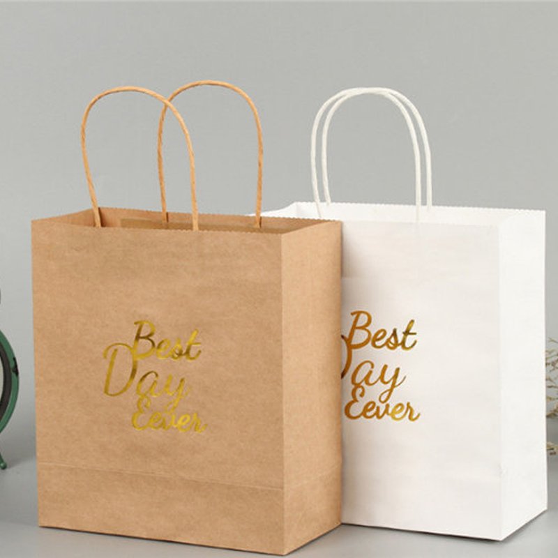 Custom Printed Kraft Paper Bags Recyclable Eco-Friendly Take-Away Food & Shopping Clothing Gift Bag Your Own Logo Promotions