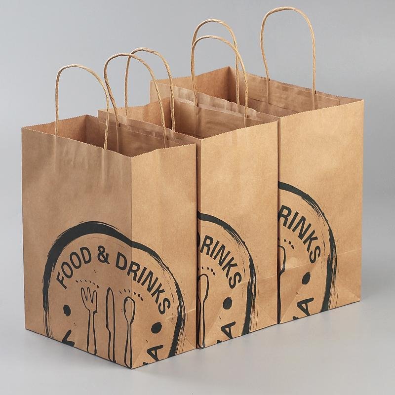Custom Printed Kraft Paper Bags Recyclable Eco-Friendly Take-Away Food & Shopping Clothing Gift Bag Your Own Logo Promotions