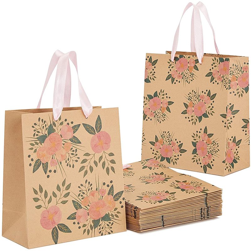 Luxury Custom Your Own Logo Printed Reusable Shopping Gift Paper Bag With Ribbon Handle