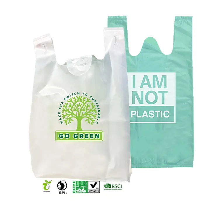 Biodegradable t-Shirt Bag Eco Friendly Pla Plastic Bags Biodegradable Shopping Bags