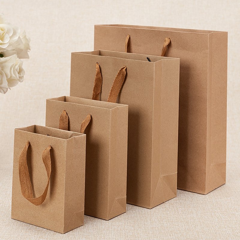 White Brown Kraft Paper Bags With Your Own Logo, Paper Shopping Bag With Logo, Paper Kraft Bag Custom Paper Bags With Handles