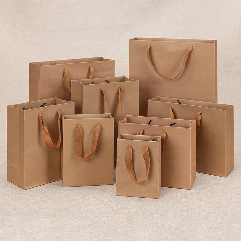 White Brown Kraft Paper Bags With Your Own Logo, Paper Shopping Bag With Logo, Paper Kraft Bag Custom Paper Bags With Handles