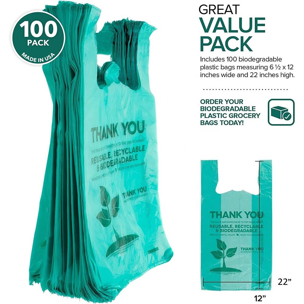 Cheap Compostable Plastic PLA Biodegradable T Shirt Shopping Bag for Grocery
