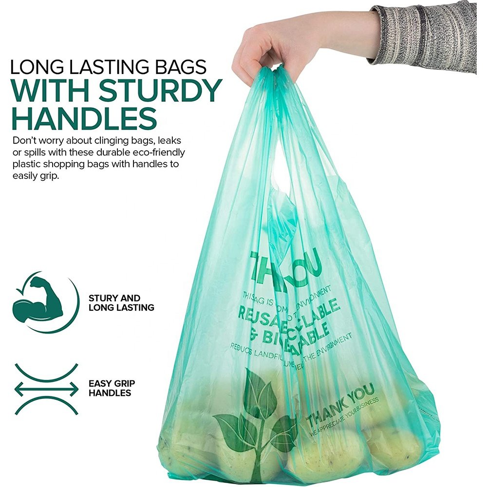 Cheap Compostable Plastic PLA Biodegradable T Shirt Shopping Bag for Grocery