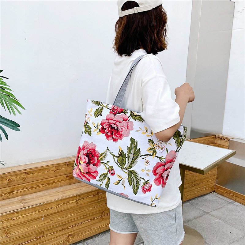 New wholesale large - capacity shoulder women's bag printed canvas handbag tote canvas shopping bags