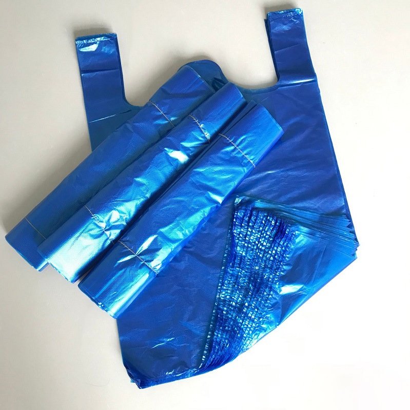 Disposable Black Plastic T Shirt Bags Custom Vest Plastic Shopping Bag With Own Logo
