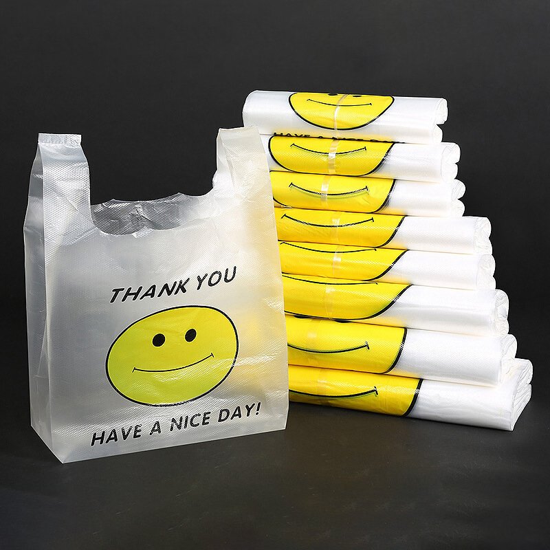 Disposable Black Plastic T Shirt Bags Custom Vest Plastic Shopping Bag With Own Logo