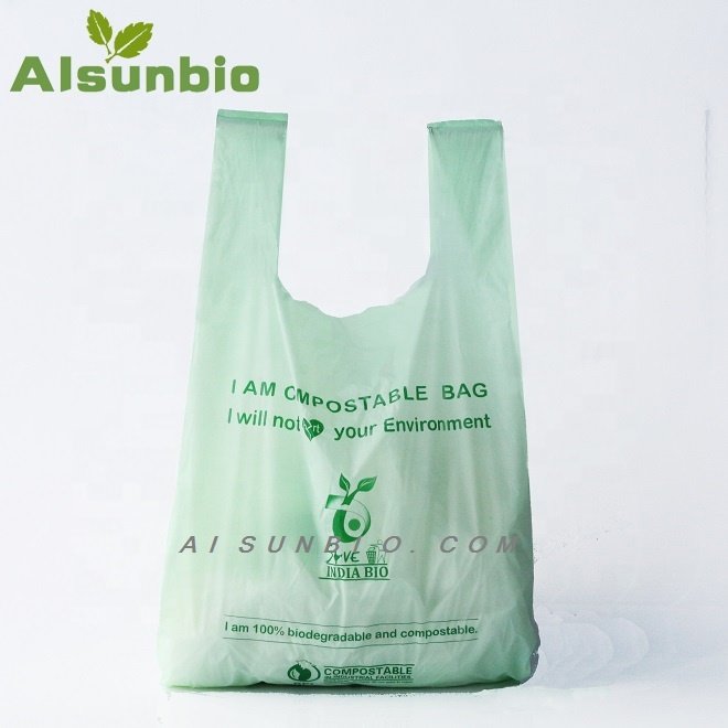 Custom biodegradable t-shirt plastic clear shopping bag for grocery shop