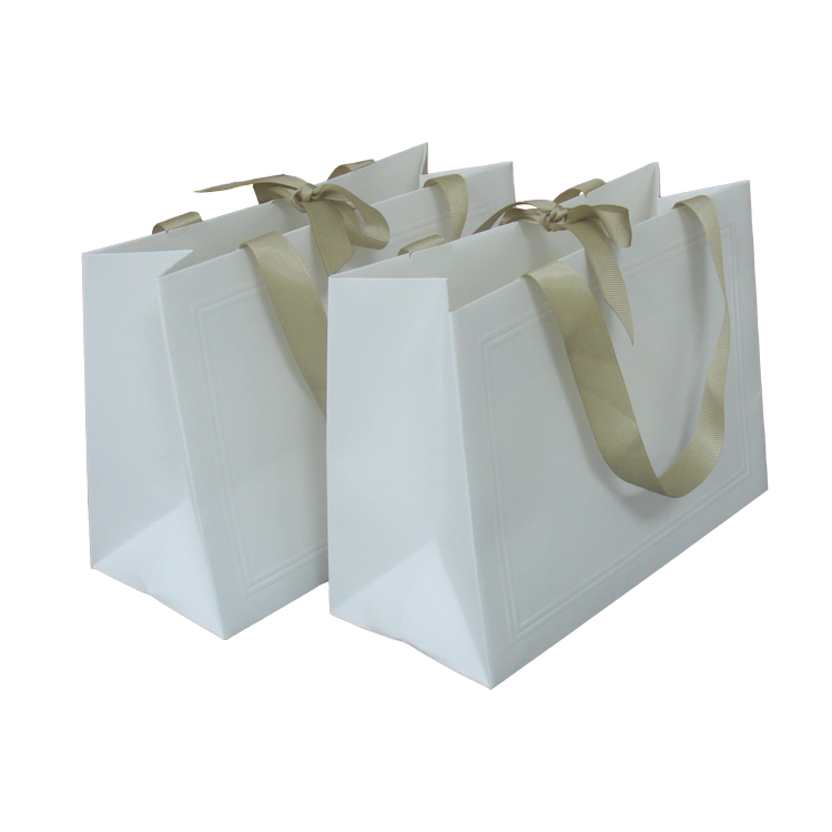 Luxury Ribbon Handle Shopping Packaging Customized Printed Euro Tote Paper Gift Bags With Logo for Boutique
