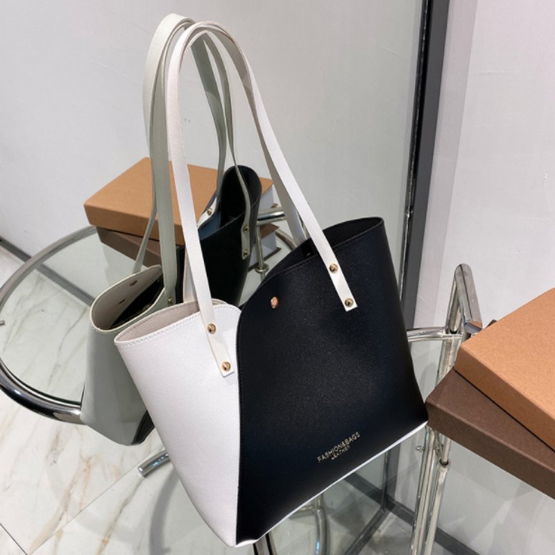 Fashionable Women Portable Shopping Bag PU Leather Large Capacity Girl Tote Bag