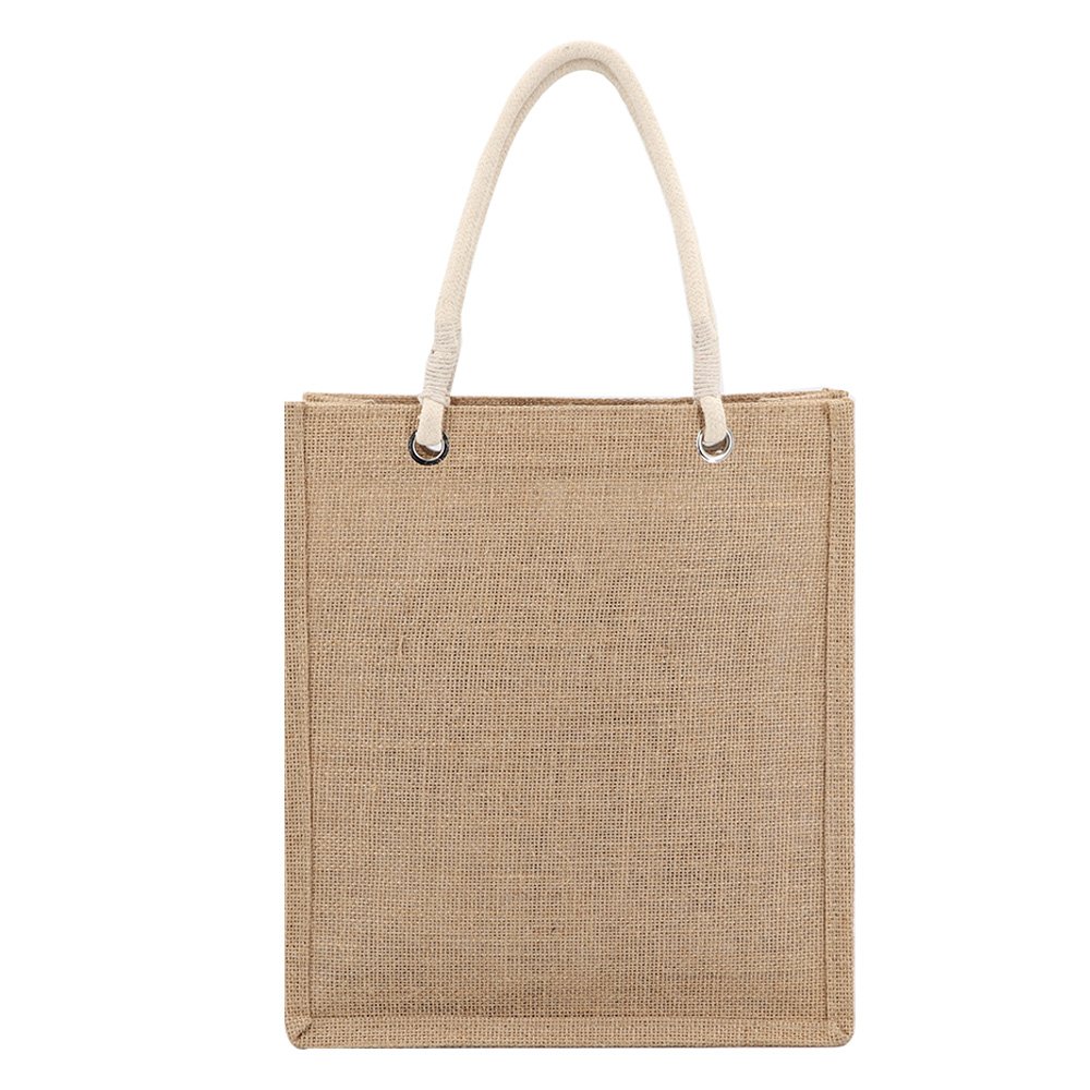 wholesale plain different size jute beach bags logo print jute shopping bag hessian burlap tote jute bag with cotton cord handle