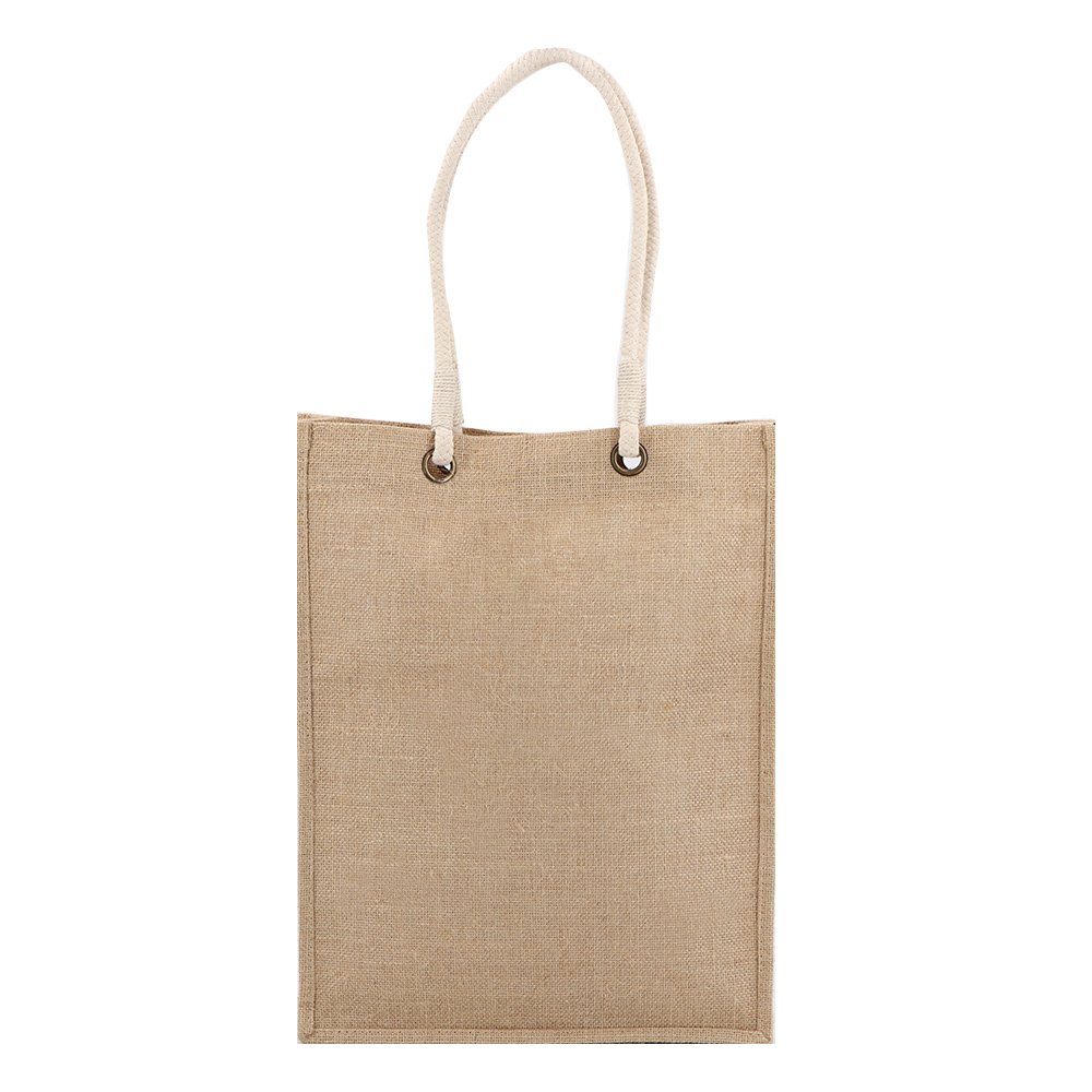wholesale plain different size jute beach bags logo print jute shopping bag hessian burlap tote jute bag with cotton cord handle