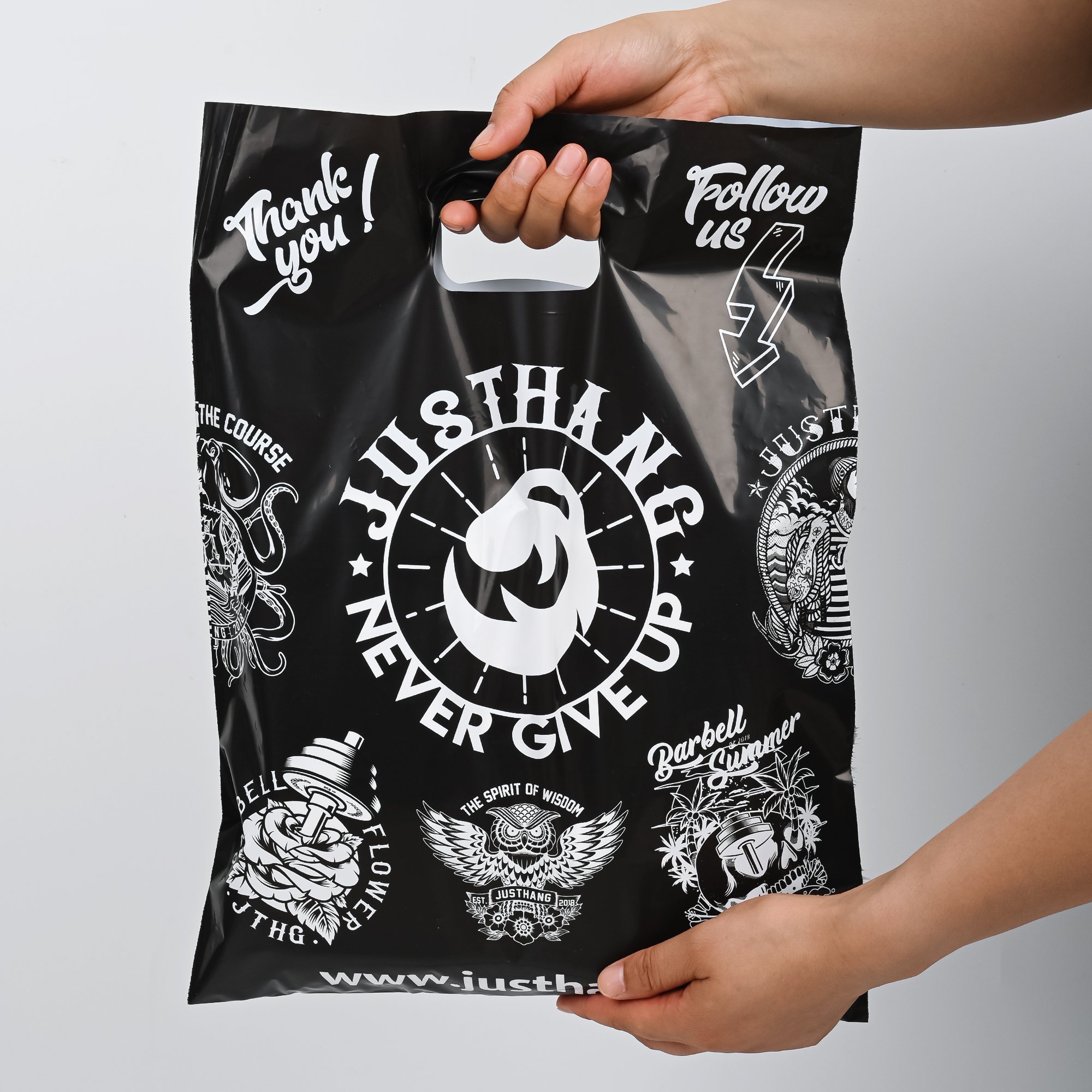 reusable hard plastic shopping bags tube handle plastic shopping bags blank branded plastic shopping bags