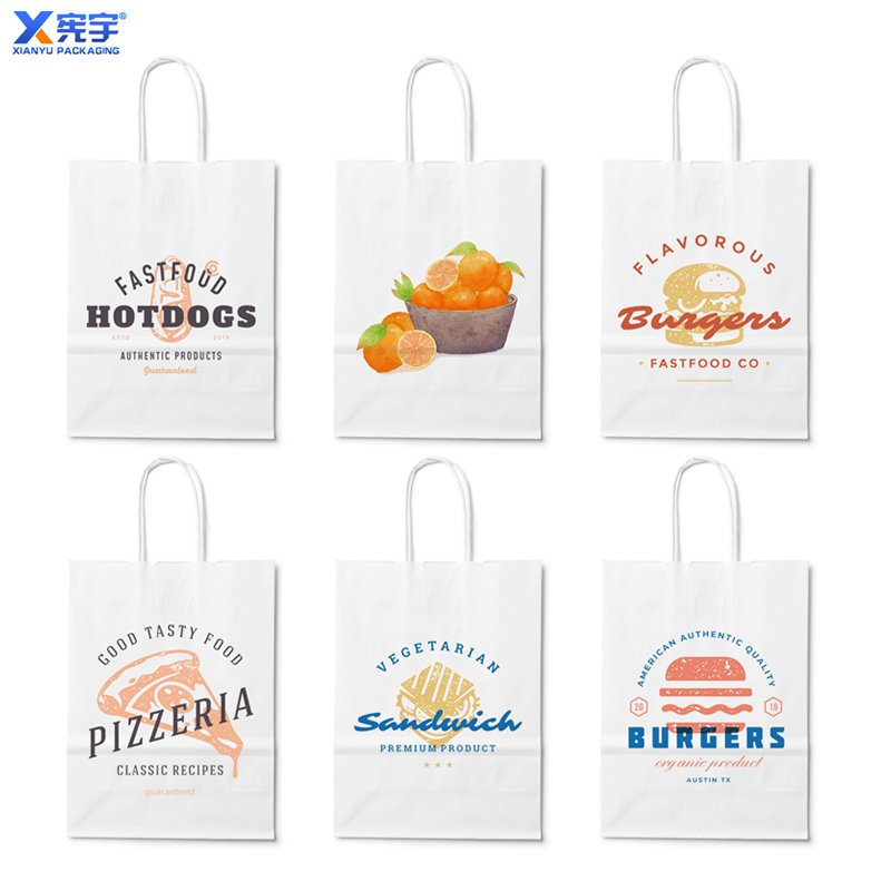 Custom logo 100pcs kraft paper shopping gift bag with handle party gift bag Clothing Packaging Shopping bag Gravure Printing