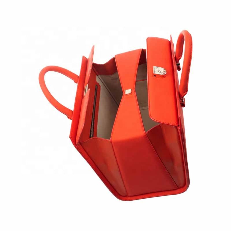 Trend Famous Ladies Handbags Genuine Leather Pure Color Hand Made Women Bags Shopping Tote With Handle