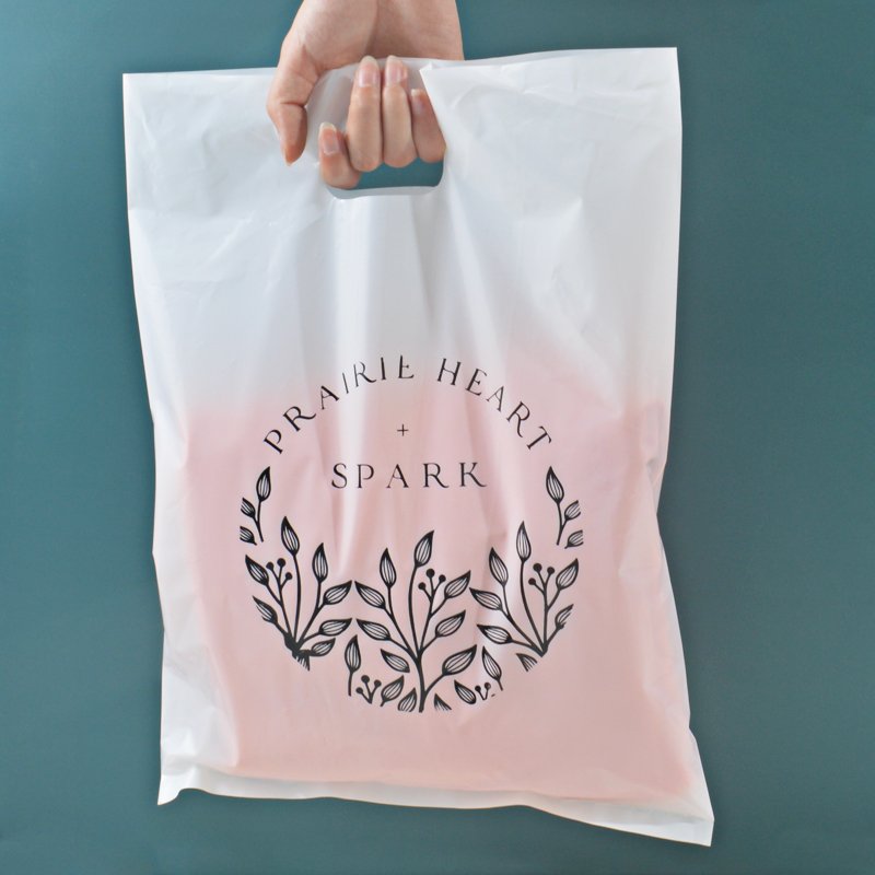 transparent grocery gift carrier plastic die cut handle bag poly luxury retail shopping boutique bags reusable shopping bag