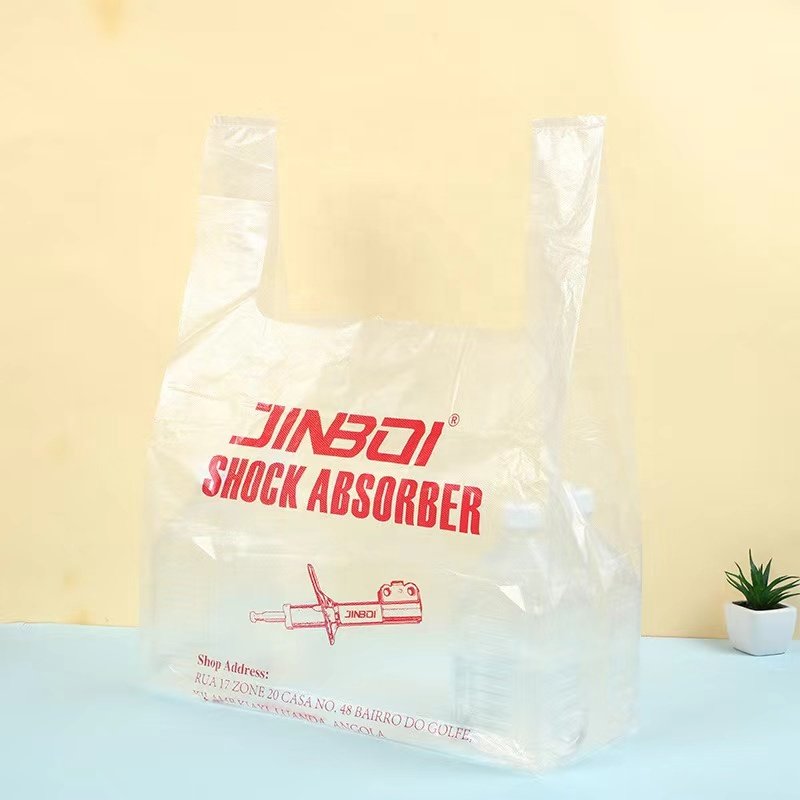 Custom Logo Printed Red Die Cut Carry Bag with Plastic Handle Disposable Shopping Bags for Clothing Packaging