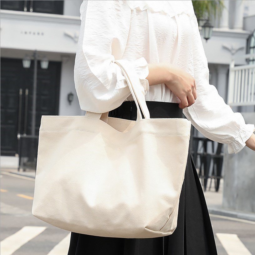 Factory Wholesale Customized Large Canvas Tote Shopping Bag with Logo