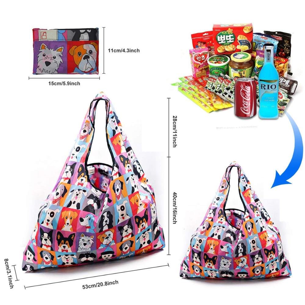 Easy Fold Groceries Tote Bags Ripstop Fabric Washable Durable Lightweight foldable shopping bag shopping fold bag
