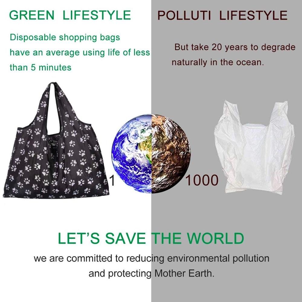 Easy Fold Groceries Tote Bags Ripstop Fabric Washable Durable Lightweight foldable shopping bag shopping fold bag