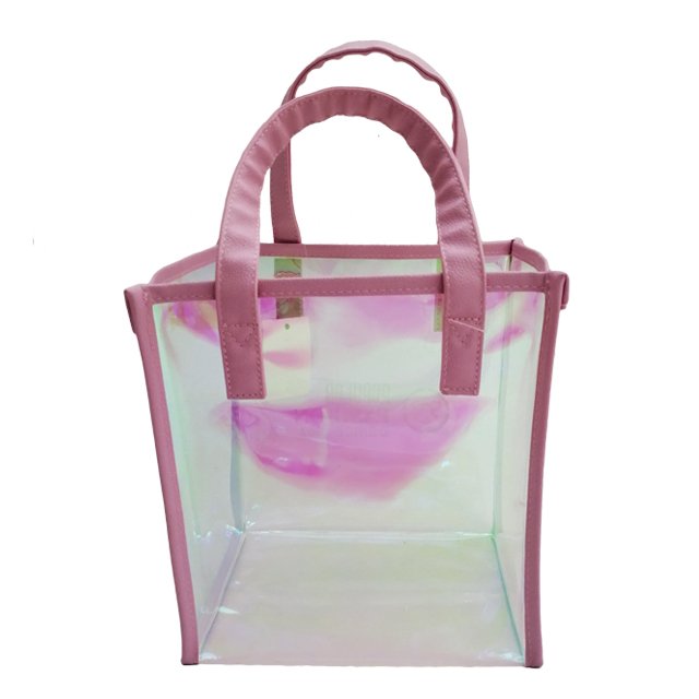 New Fashion Female Transparent Handbag Shopping Laser Reusable Waterproof Girl Tote Shopping Bag