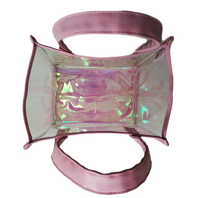 New Fashion Female Transparent Handbag Shopping Laser Reusable Waterproof Girl Tote Shopping Bag