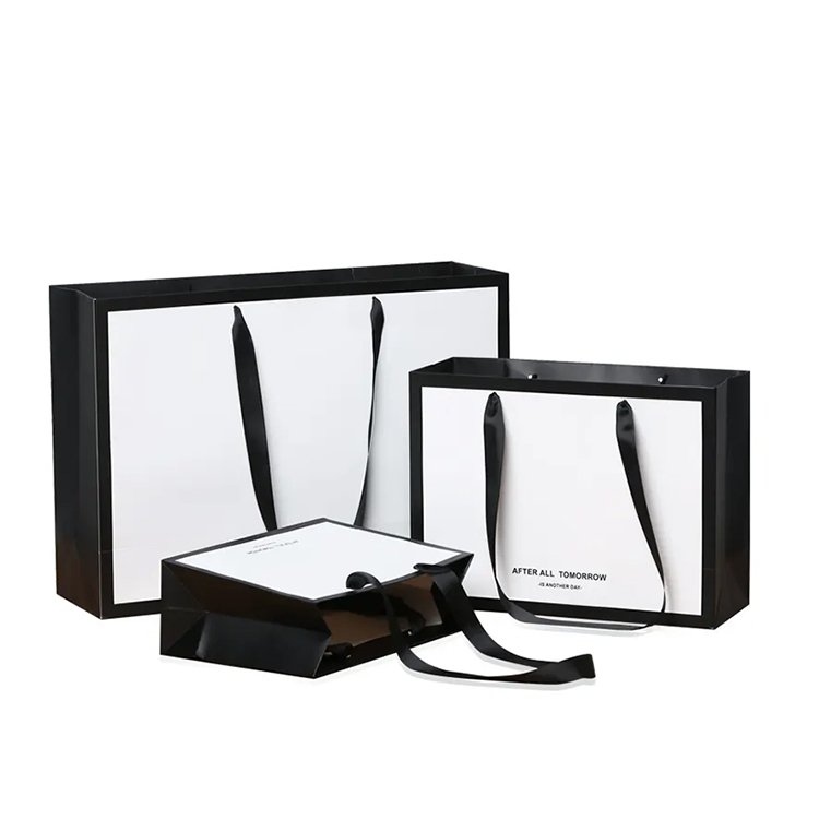 Gift Shopping Paper Bags Luxury Kraft Cardboard Custom Material Printing Black White Brown Heat Seal Art Paper Gift & Craft