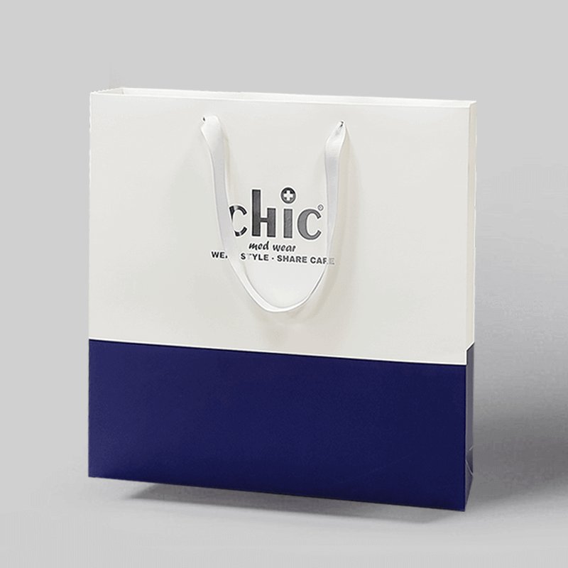 Personalization Blue and Pink Shaded Gift Shoe Clothing External Packing Carry Bags Repeatable Shopping Paper Bag with Packaging