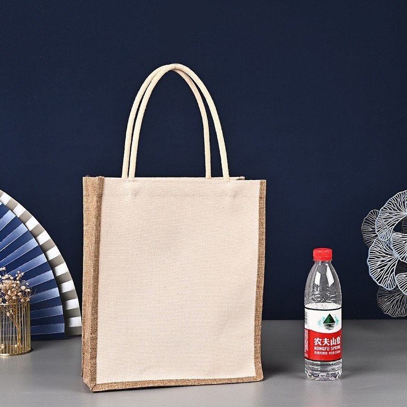 Stock Eco Custom Available Big Size Burlap Tote Bag Plain Natural Jute Shopping Bag For Daily Use DIY