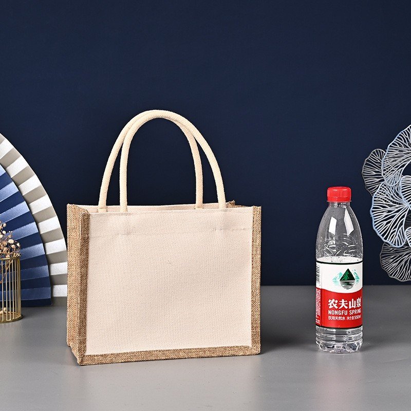 Stock Eco Custom Available Big Size Burlap Tote Bag Plain Natural Jute Shopping Bag For Daily Use DIY