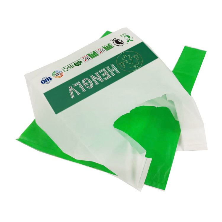 HENGLV Custom Logo Home Industrial Compostable Plastic Vest T-Shirt PLA Biodegradable Shopping Packaging Bag