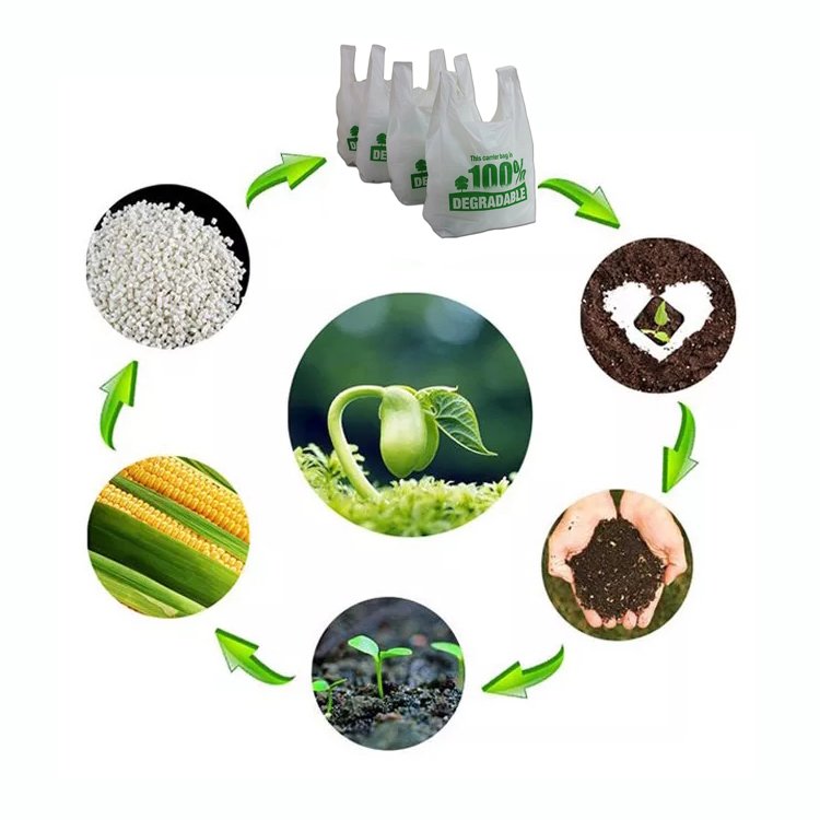 HENGLV Custom Logo Home Industrial Compostable Plastic Vest T-Shirt PLA Biodegradable Shopping Packaging Bag