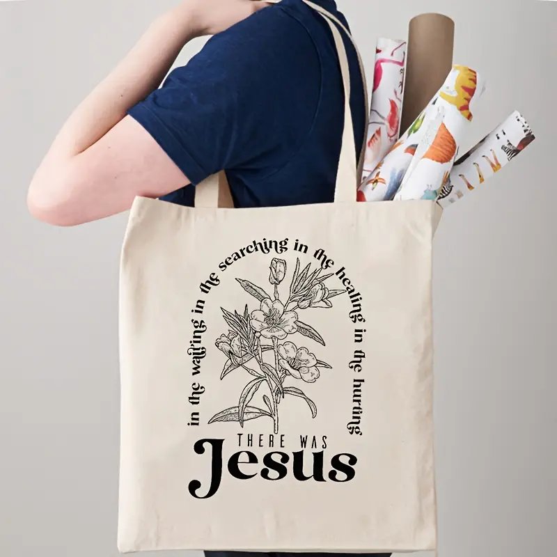 1pcTrendy Canvas pattern Tote Canvas Personalized Shoulder Bag For Travel Women's Reusable Shopping Bag With Custom Printed Logo
