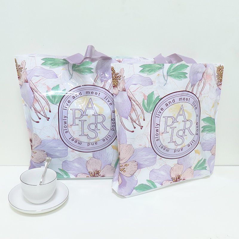 Wholesale Plastic Shopping Bags Bottom Gusset Tote Bag with Soft Loop Handle Packing Shoes Clothing for Retail Stores