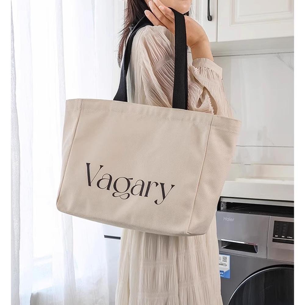 Promotional Customize Natural Cotton Canvas Woman Letters Tote Casual Shopping Bag New Design Trendy for Women